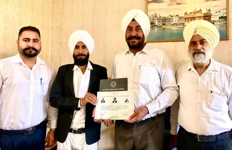 ਐਡਵੋਕੇਟ ਬਲਕਰਨ ਘੁੰਮਣ ਬਾਰ ਕੌਂਸਲ ਆਫ਼ ਪੰਜਾਬ ਐਂਡ ਹਰਿਆਣਾ, ਚੰਡੀਗੜ੍ਹ ਦੇ ਕੋ-ਆਪਟਿਡ ਮੈਂਬਰ ਨਿਯੁਕਤ