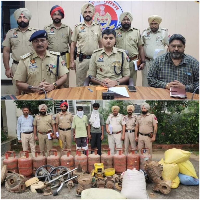 ਨਸ਼ੇ ਦੀ ਪੂਰਤੀ ਲਈ ਮੋਟਰਾਂ, ਕਣਕ, ਮੋਟਰਸਾਈਕਲ ਤੇ ਗੈਸ ਸਿਲੰਡਰ ਚੋਰੀ ਕਰਨ ਵਾਲਾ ਗਿਰੋਹ ਕਾਬੂ