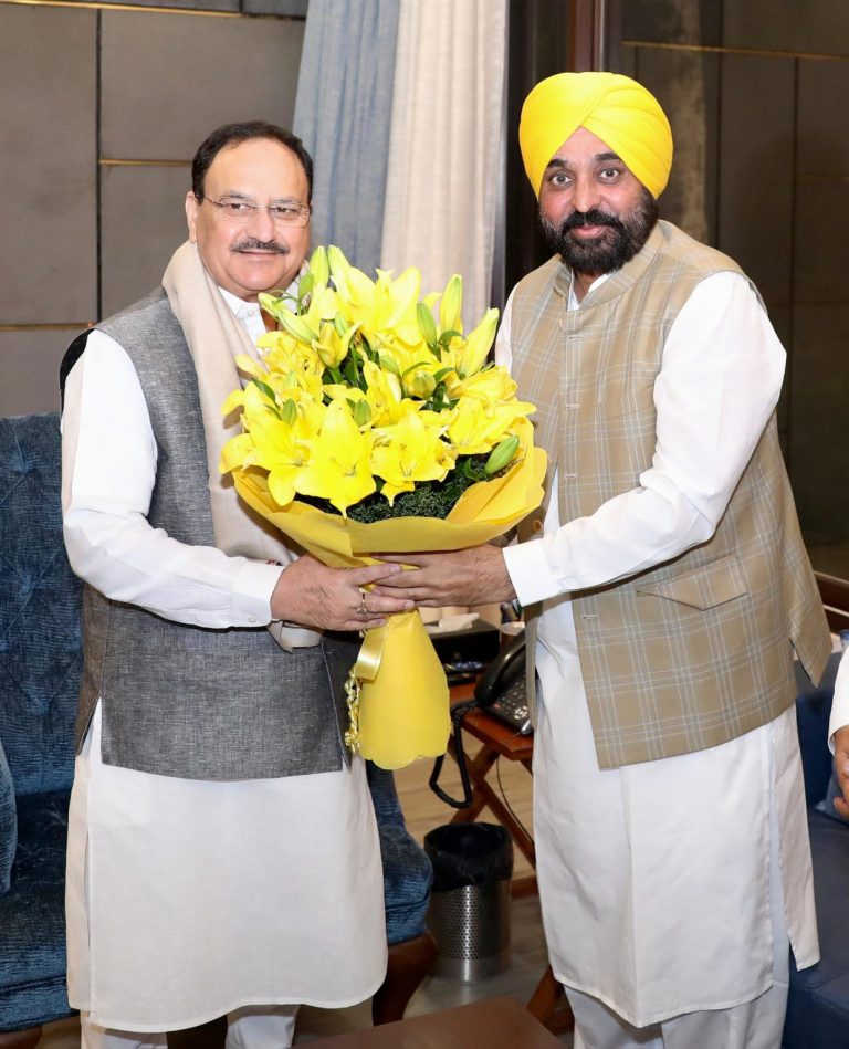 ਮੁੱਖ ਮੰਤਰੀ ਵੱਲੋਂ ਨੱਢਾ ਨਾਲ ਮੁਲਾਕਾਤ, 15 ਨਵੰਬਰ ਤੱਕ ਸੂਬੇ ਨੂੰ ਡੀ.ਏ.ਪੀ. ਖਾਦ ਦੀ ਮੁਕੰਮਲ ਸਪਲਾਈ ਕਰਨ ਦੀ ਮੰਗ