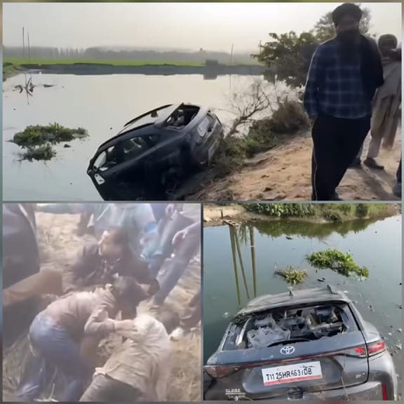 100 ਰੁਪਏ ਦਾ ਟੋਲ ਬਚਾਉਣ ਦੇ ਚੱਕਰ ‘ਚ ਕਾਰ ਛੱਪੜ ਵਿਚ ਡਿੱਗੀ