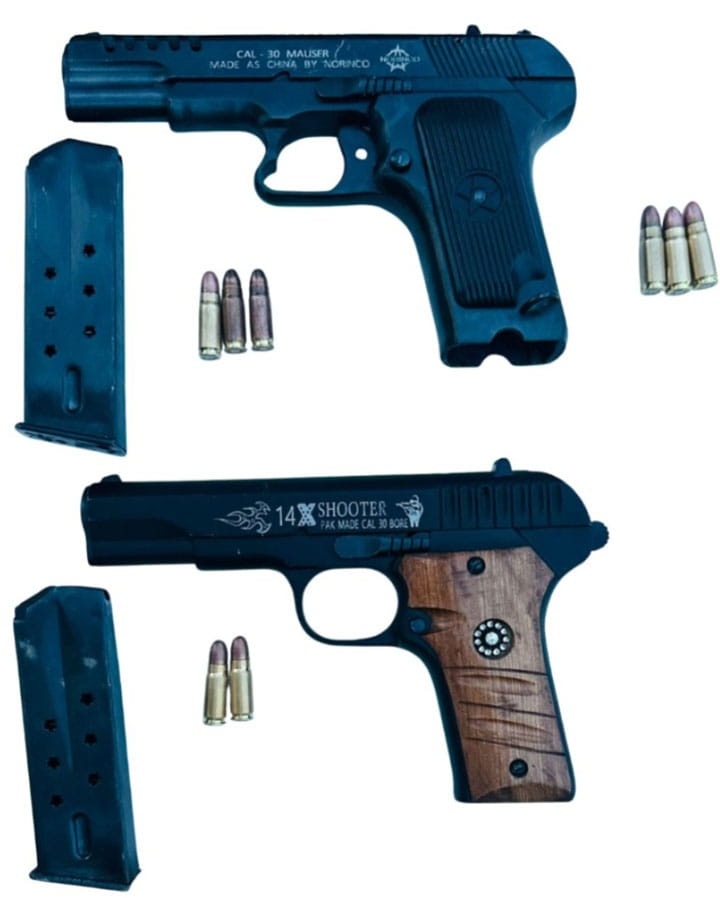 ਵਿਦੇਸ਼-ਅਧਾਰਤ ਗੈਂਗਸਟਰਾਂ ਦੇ ਚਾਰ ਸਾਥੀ ਦੋ ਪਿਸਤੌਲਾਂ ਸਮੇਤ ਗ੍ਰਿਫ਼ਤਾਰ