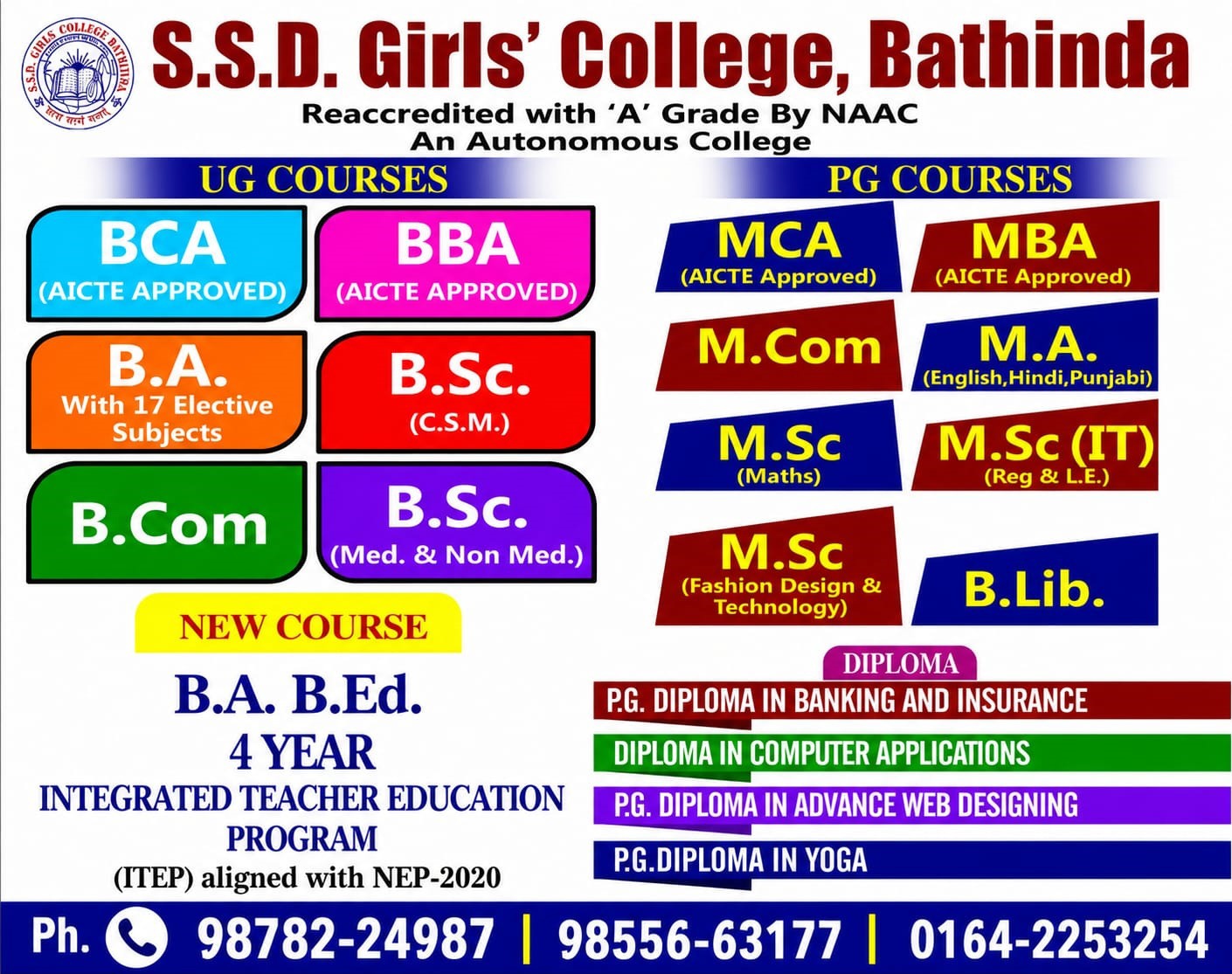 SSD Girls College Bathinda advertisement