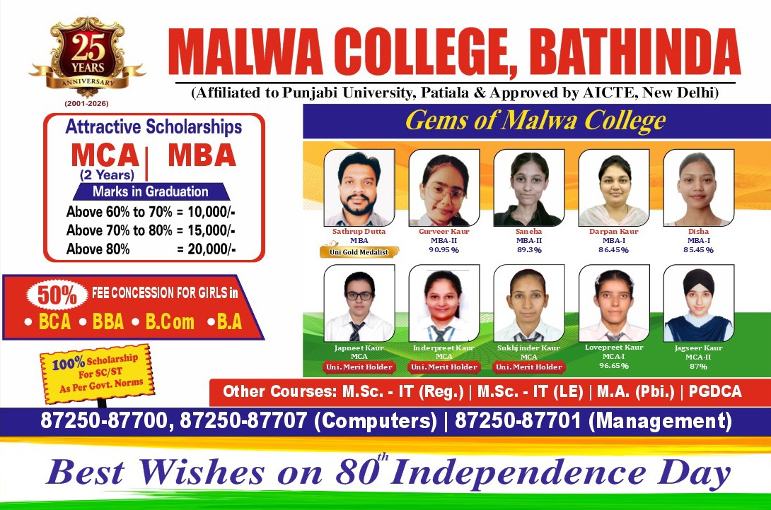 Malwa College Bathinda advertisement
