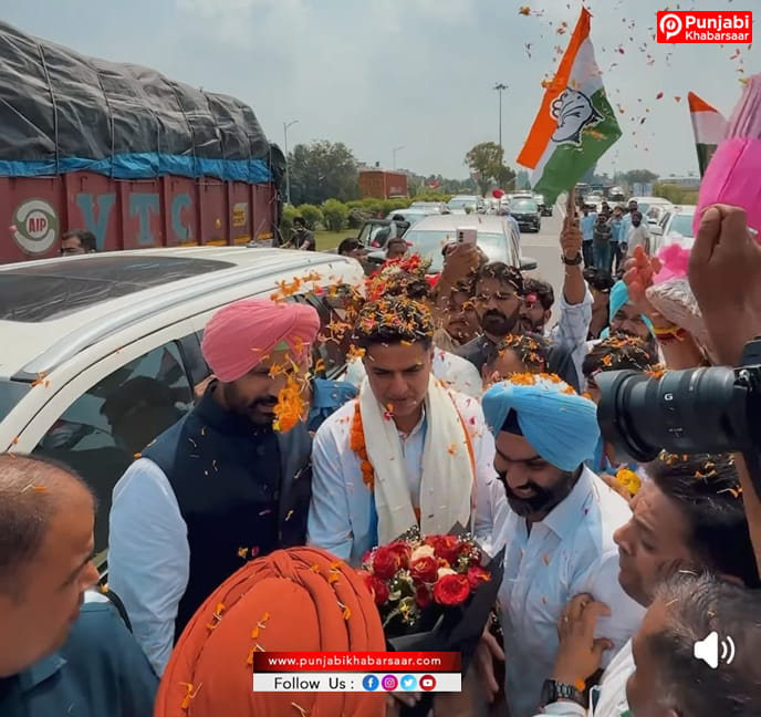 Punjab Congress ਦਾ ਇੰਚਾਰਜ਼ ਬਣਨ ਤੋਂ ਬਾਅਦ ਪਹਿਲੀ ਵਾਰ ਪੰਜਾਬ ਪੁੱਜੇ ਸਚਿਨ ਪਾਇਲਟ ਦਾ ਭਰਵਾਂ ਸਵਾਗਤ
